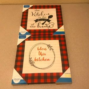 New Red Buffalo Plaid Kitchen Canvas Art Set